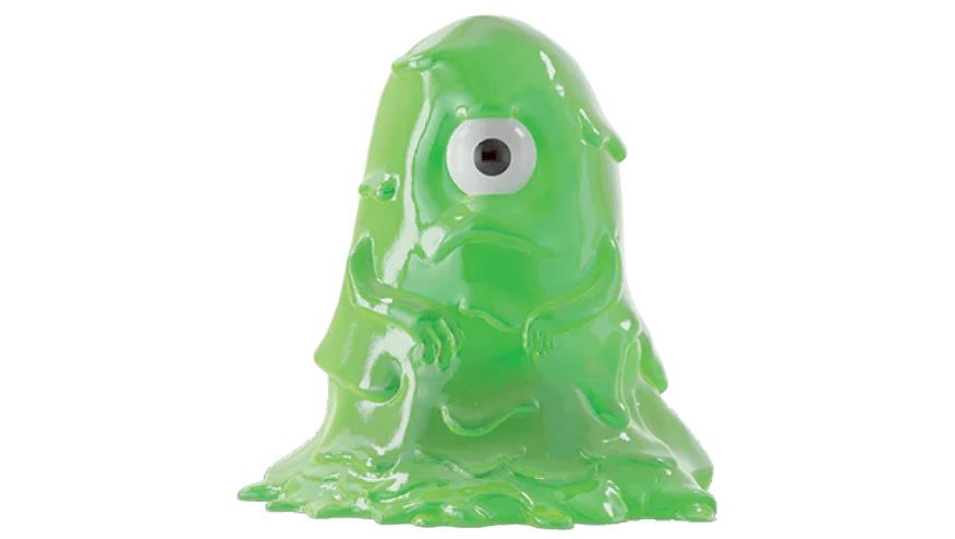 A green single-eyed slime monster is used to represent biofilm.