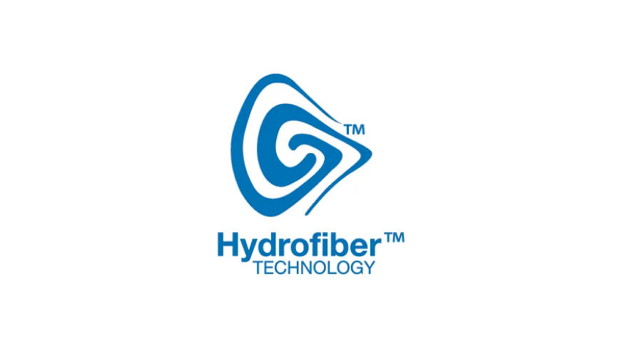 Hydrofiber™ Technology logo, a soft and absorbent material that transforms into a gel on contact with wound fluid.