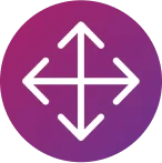 A purple circle with arrows pointing in all directions represents the various sizes available for ConvaMax™ Superabsorber.