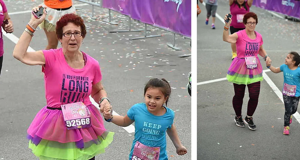 koşan bir kişi ve bir çocuk