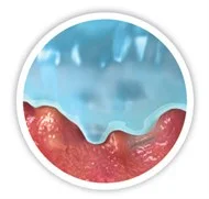 Ein blauer und roter Planet